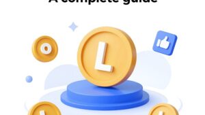 Футуристическая иллюстрация процесса получения криптовалюты Litecoin через платформу Freelitecoin в 2026 году